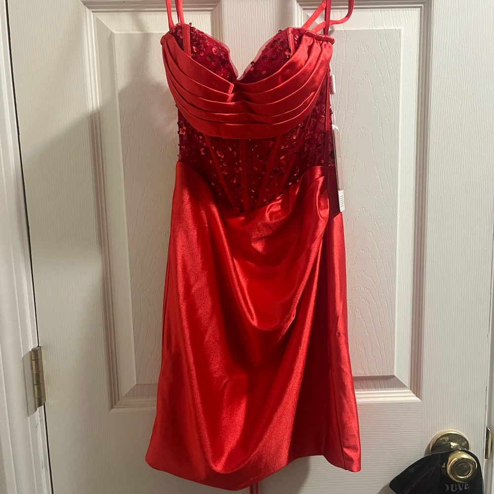 Stacees red corset homecoming dress